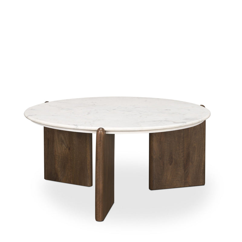 Round Coffee Table (727809) - White / Brown / Stone