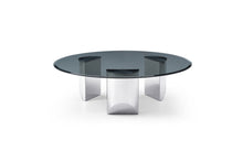 Load image into Gallery viewer, Glass Stainless Steel Round Coffee Table - Black / Silver
