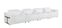 Load image into Gallery viewer, Top Grain Leather Reclining Metal USB Sofa (720378) - White

