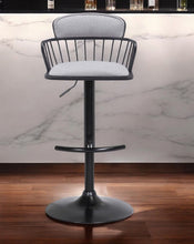 Load image into Gallery viewer, Fabric With Metal Swivel Low Back Adjustable Height Bar Chair - Light Gray And Black
