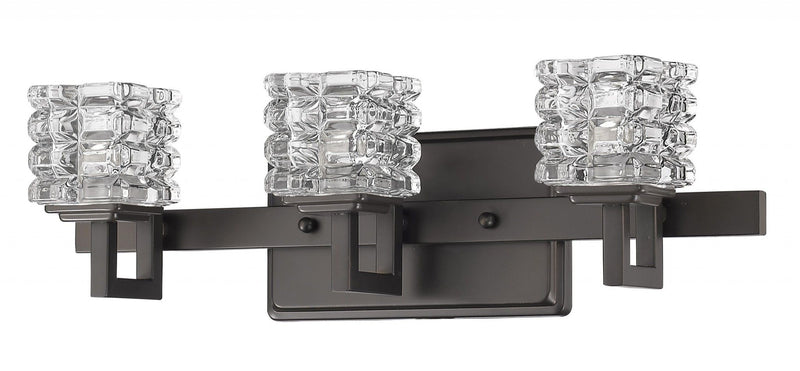 Coralie 3-Light Sconce With Pressed Crystal Shades - Oil-Rubbed Bronze