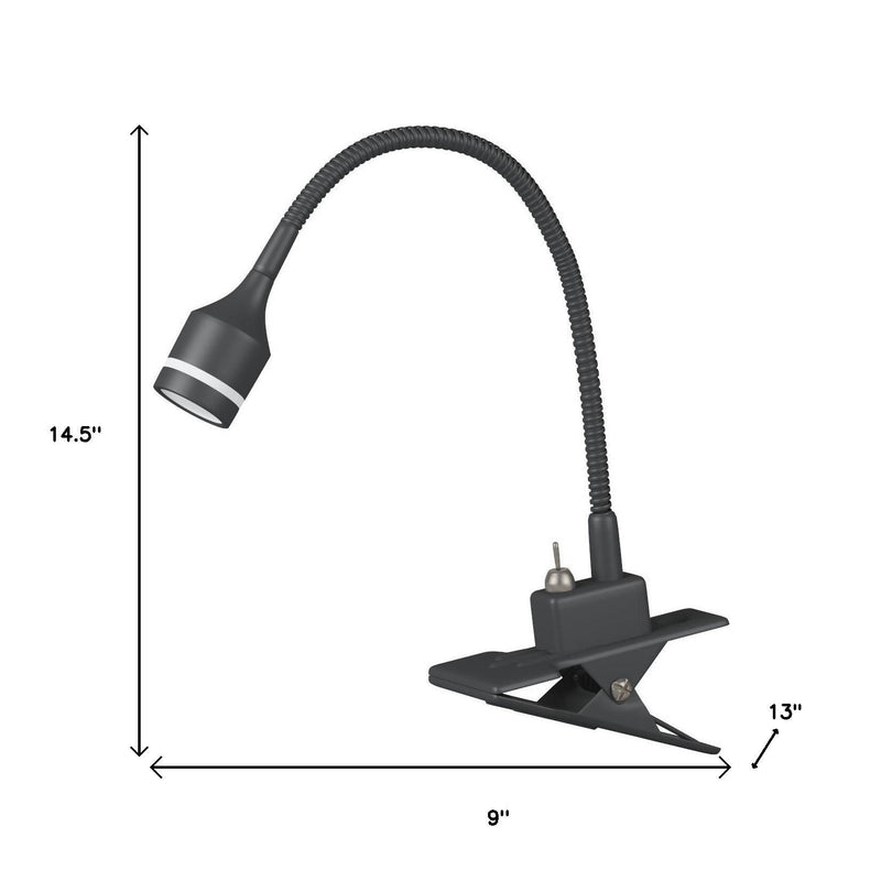 15" Metal Adjustable Clip On LED Table Lamp - Black