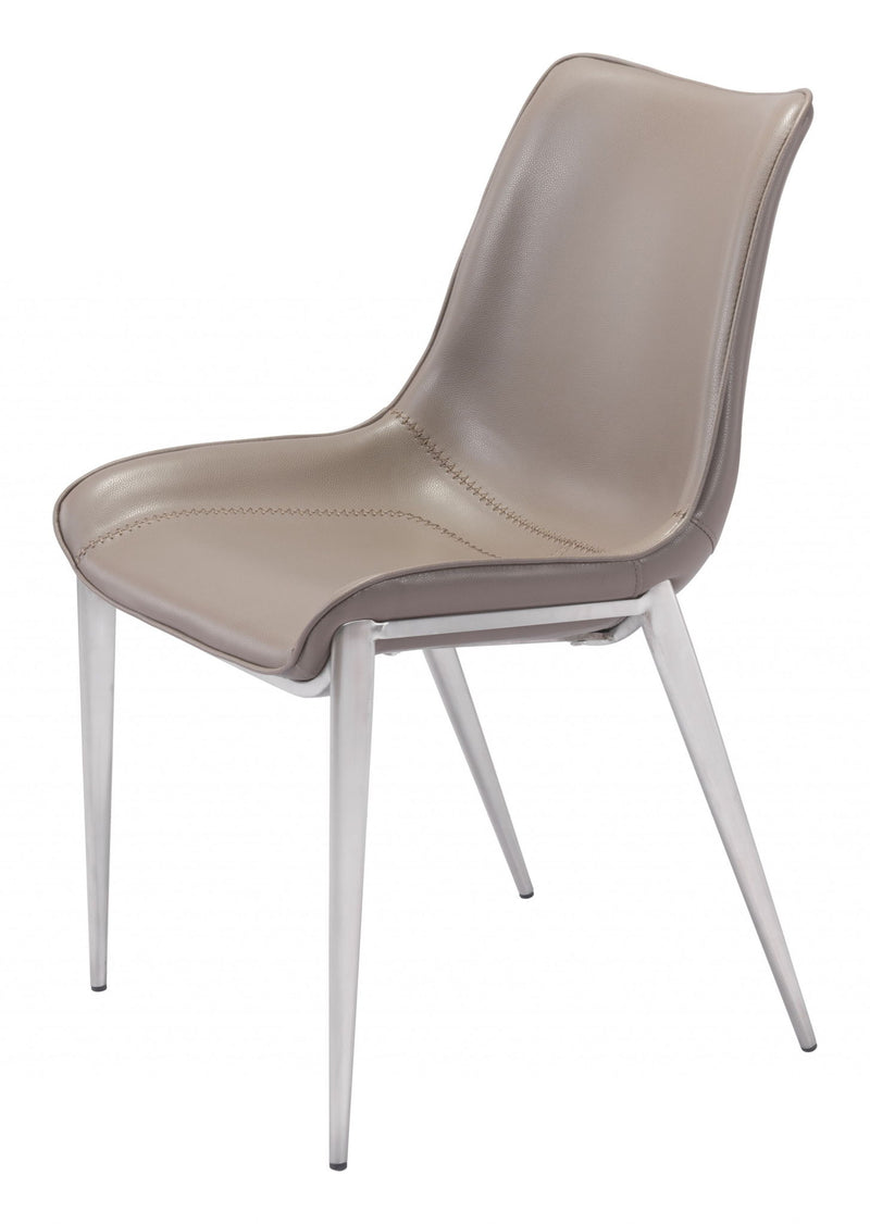 Stitch Upholstered Faux Leather Dining Side Chairs (Set of 2) - Gray