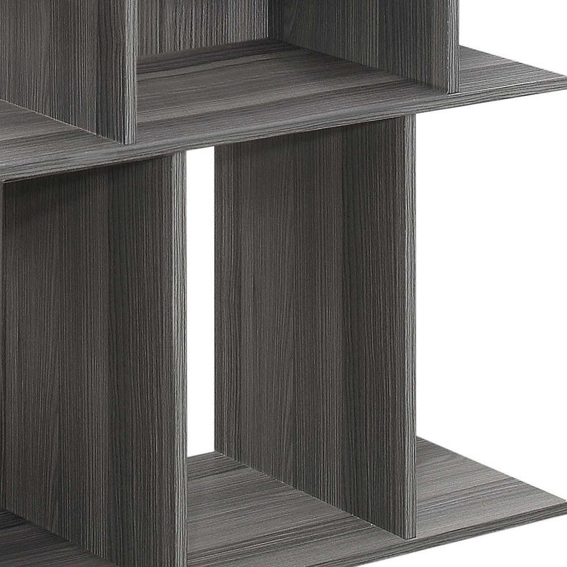 Wood End Table With 6 - Gray