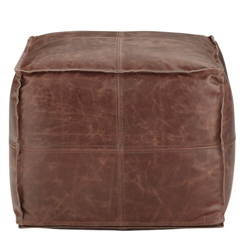 Bohemian Pouf Ottoman Leather - Brown