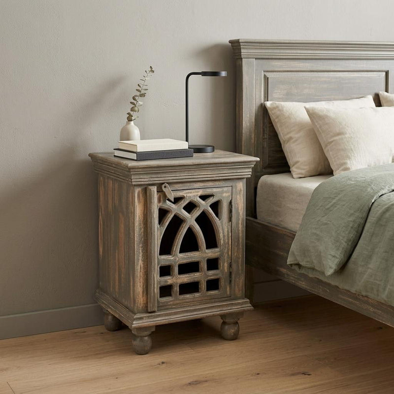 Wood Nightstand - Gray