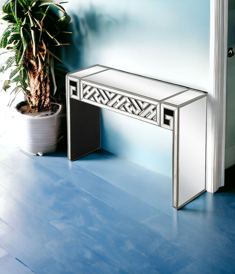 Mirrored Glass Sled Console Table - Silver And Gold And Silver