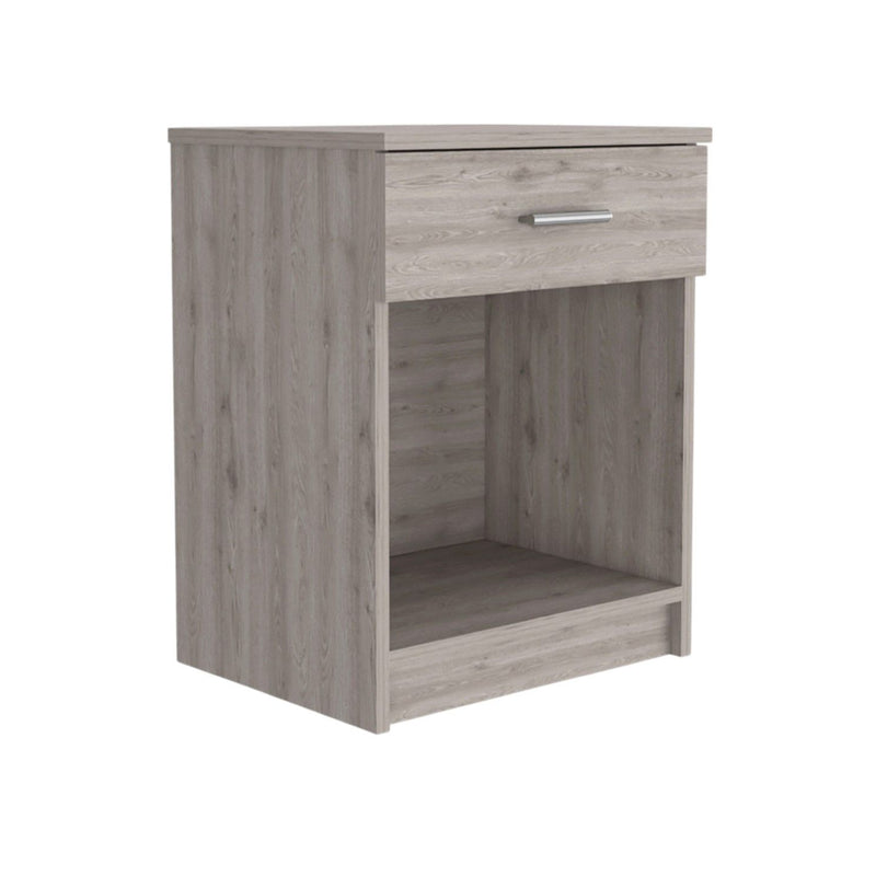 16.7" x 13.6" x 21.7" One Drawer Faux Wood Nightstand - Light Gray