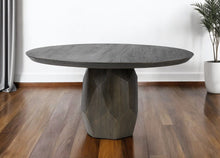 Load image into Gallery viewer, Rounded Solid Wood Pedestal Base Dining Table - Brown
