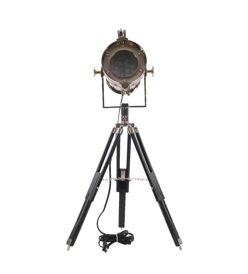 Alum Spot Light On Wooden Stand - Silver