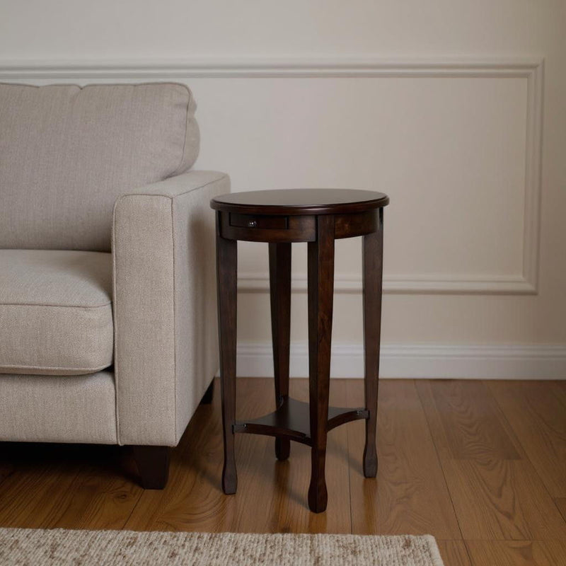 Oval End Table With Shelf - Chestnut