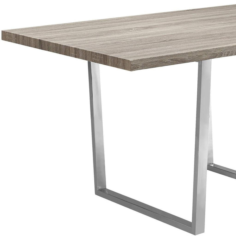 59" Solid Wood And Metal Sled Base Dining Table - Taupe