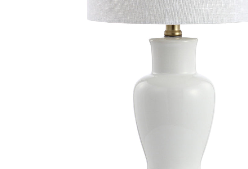 Urn Table Lamp LED With Drum Shade - White