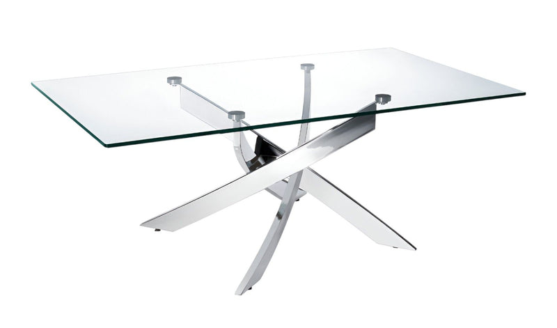 47" Glass And Steel Coffee Table - Clear And Silver