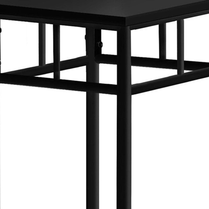 Square End Table With Shelf - Black