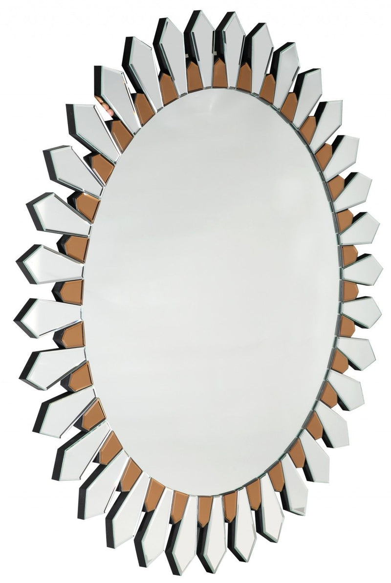 43" Round Glass Framed Accent Mirror - Gold
