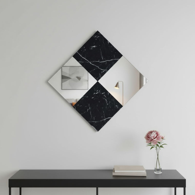 32" Square composite Framed Accent Mirror - Black / Gray