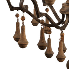 Load image into Gallery viewer, Candle Style Six Light Wood Chandelier - Brown
