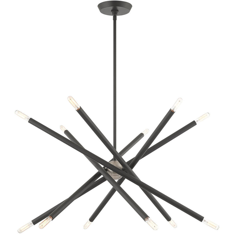 25" Six Light Dimmable Chandelier With Shades - Gray
