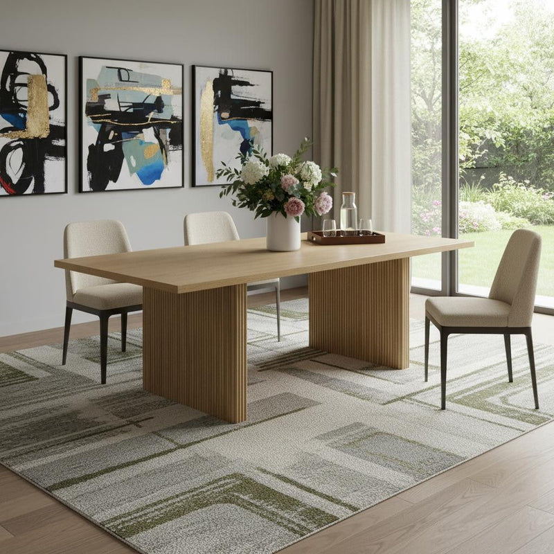 94" Wood Double Pedestal Base Dining Table - Natural