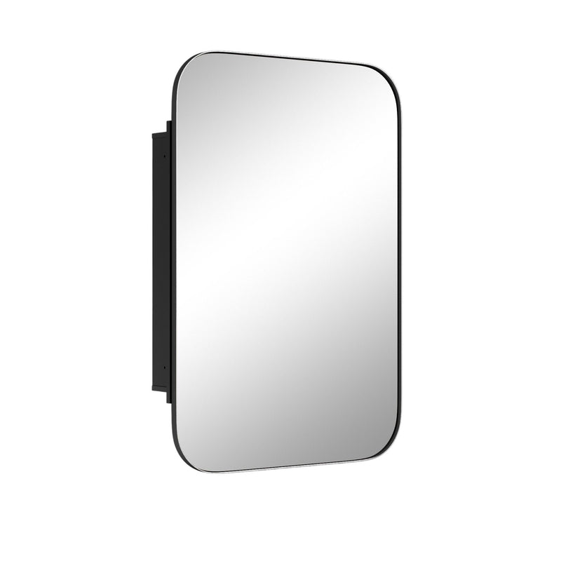 Metal Framed Bathroom Vanity Mirror With Cabinet - Black