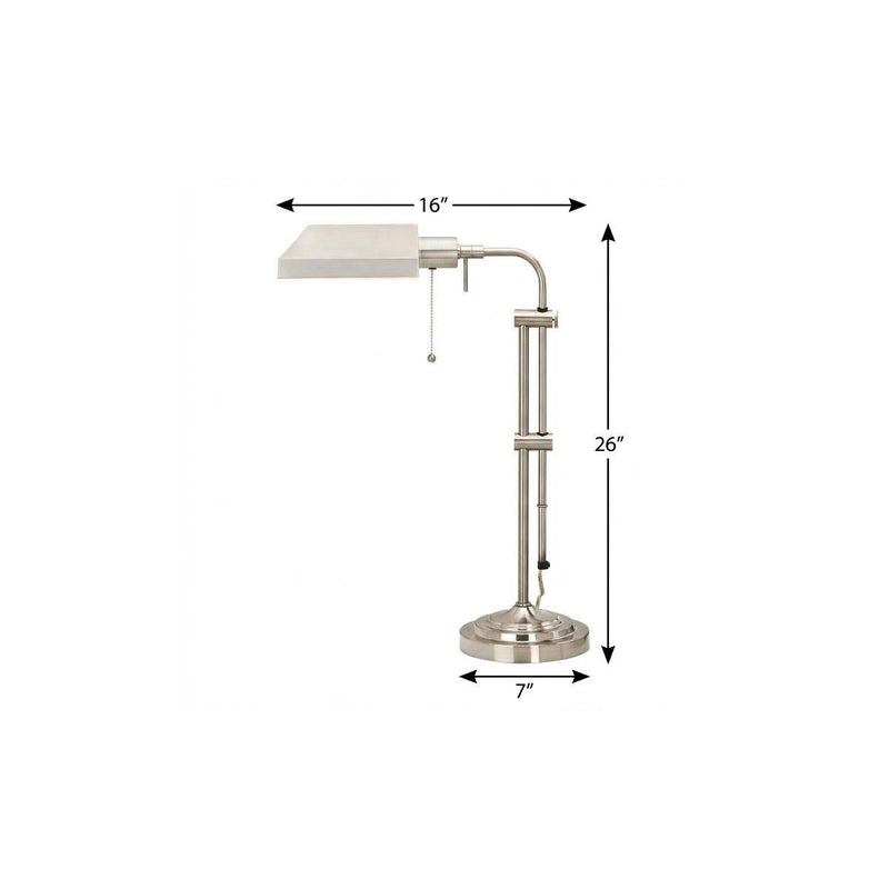 Metal Adjustable Table Lamp With Nickel Rectangular Shade - Nickel