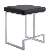 Load image into Gallery viewer, Faux Leather And Steel Backless Counter Height Bar Chair 24" - Black
