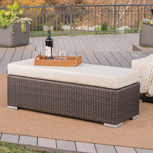 Enthrallia - Outdoor Wicker Bench With Foam Filled Cushion