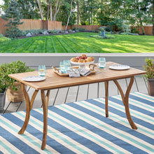 Load image into Gallery viewer, Outdoor Rectangular Table With Curved Legs And Perpendicular Wooden Slats Table Top
