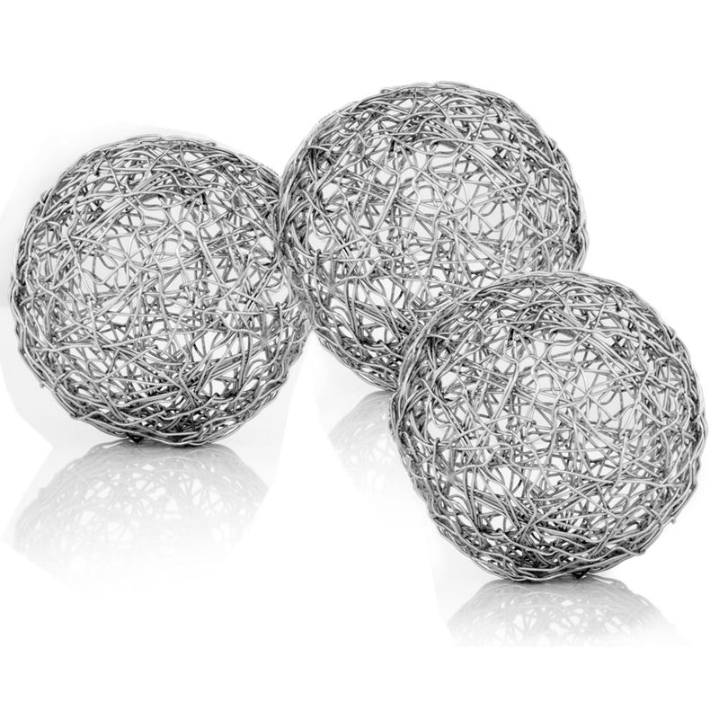 Decorative Orb Tabletop Sculptures (Set of 3) - Nickel
