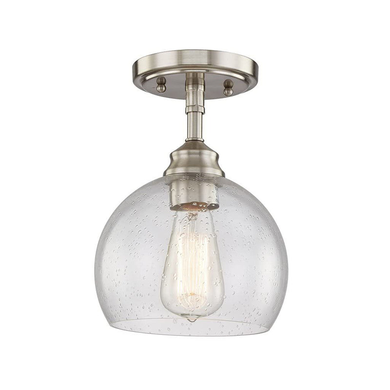 Shaded Metal Dimmable Flush Chandelier With Shades - Nickel