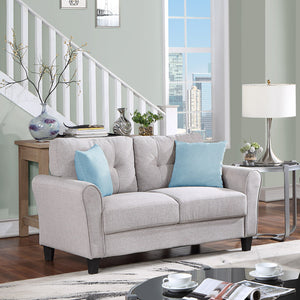 Modern Living Room Sofa Set Linen Upholstered Couch Furniture for Home or Office ,Light Grey,(2+3-Seat,Old Sku:SG000367AAA)