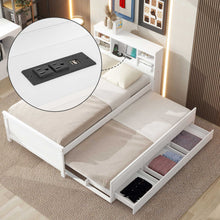 Load image into Gallery viewer, Platform Bed With Storage Headboard, USB, Trundle And 3 Drawers
