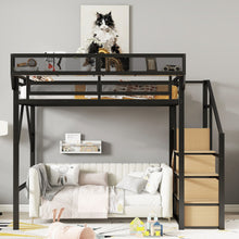 Load image into Gallery viewer, Loft Bed With Stairs, Storage Shelves, Wardrobe
