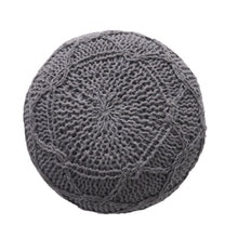 Load image into Gallery viewer, Malibu - Modern Knitted Wool Round Pouf With Handcrafted Design - Charcoal
