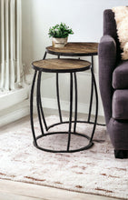 Load image into Gallery viewer, 26" Solid Wood Round End Table (Set of 2) - Black And Brown
