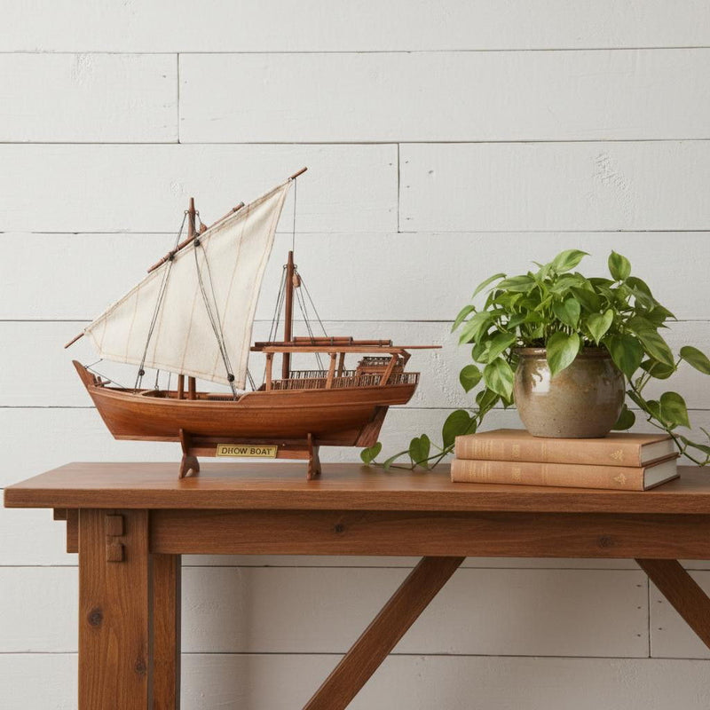Hand Painted Model Boat (624239) - Light Brown / Beige