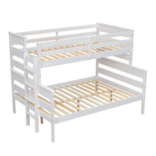 Load image into Gallery viewer, Wood Twin over Full Bunk Bed with Ladder, White
