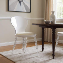 Load image into Gallery viewer, Upholstered Faux Leather Dining Side Chair - White / Clear
