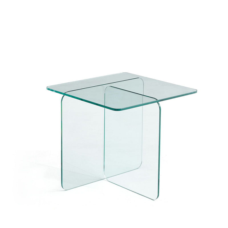 Glass Square Cross Legs End Table - Clear