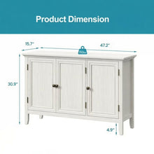 Load image into Gallery viewer, 3 Door Buffet Cabinet With Adjustable Shelves - Matte White / Grayish
