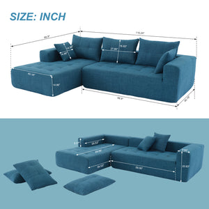 110*69" Modular Sectional Living Room Sofa Set, Modern Minimalist Style Couch, Installation-free sofa, Upholstered Sleeper Sofa for Living Room, Bedroom, Salon, 2 PC Free Combination, L-Shape, Linen