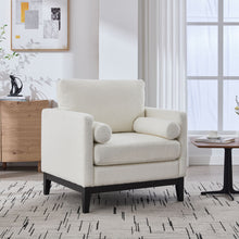 Load image into Gallery viewer, Wide Modern Farmhouse Performance Accent Chair With Legs, Wood Base
