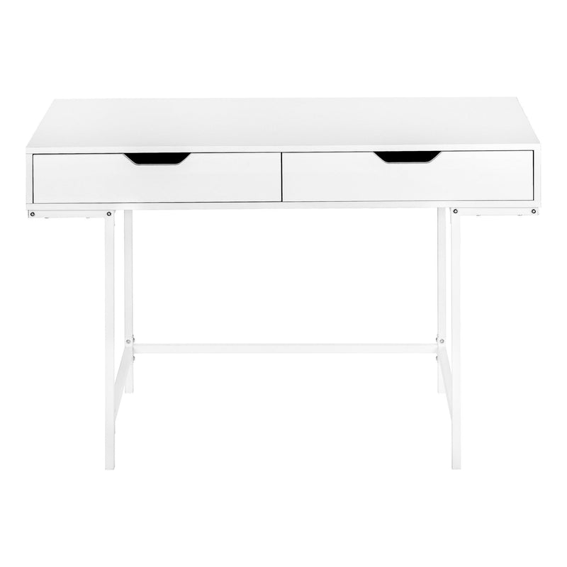 47" Wood And Metal H-Shape Computer Desk With Two Drawers - White