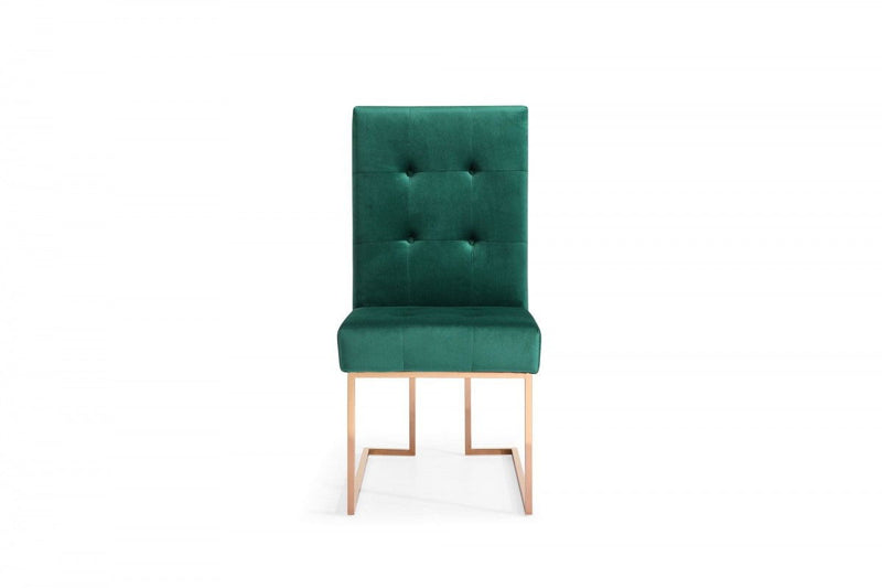 Tufted And Rose Upholstered Velvet Dining Side Chairs (Set of 2) - Green