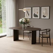 Load image into Gallery viewer, 78" Solid Wood Double Pedestal Base Oval Dining Table - Brown
