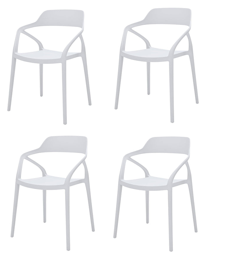 Open Back Dining Arm Chairs Heavy Duty Plastic (Set of 4) - White