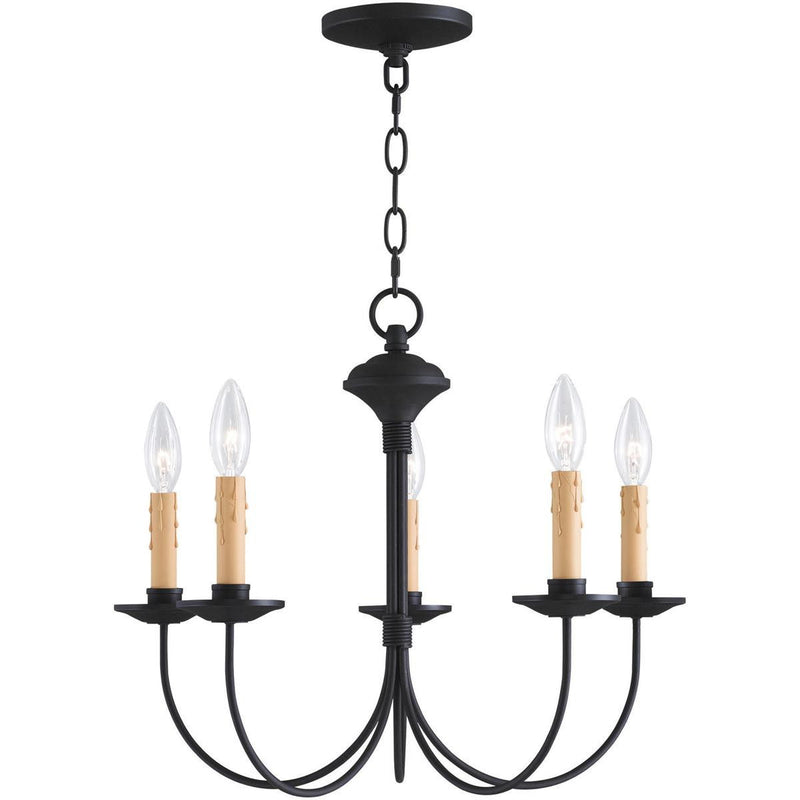 Five Light Dimmable Chandelier With Shades - Black