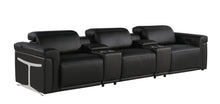 Load image into Gallery viewer, Top Grain Leather Reclining Metal USB Sofa (720365) - Black
