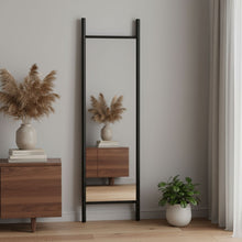 Load image into Gallery viewer, 64" Wood Leaning Ladder Framed Full Length Mirror - Black
